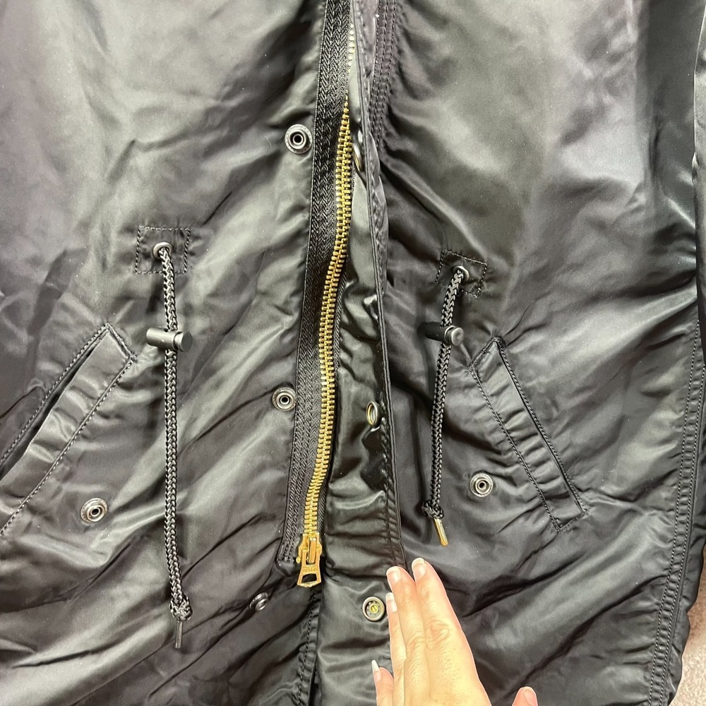 Alpha Industries Flight Jacket Womens XS Black Utility Nylon Parka Military - Picture 6 of 11